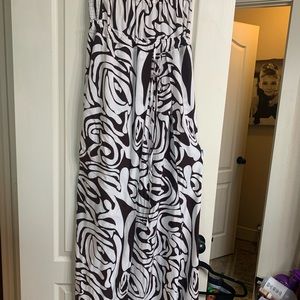 Maxi brown and white beach dress